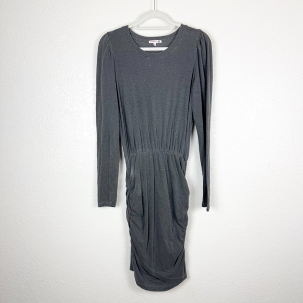 Sundry Gray Ruched Long Sleeve Tee Shirt Casual Sheath Dress Size 2 (Medium)